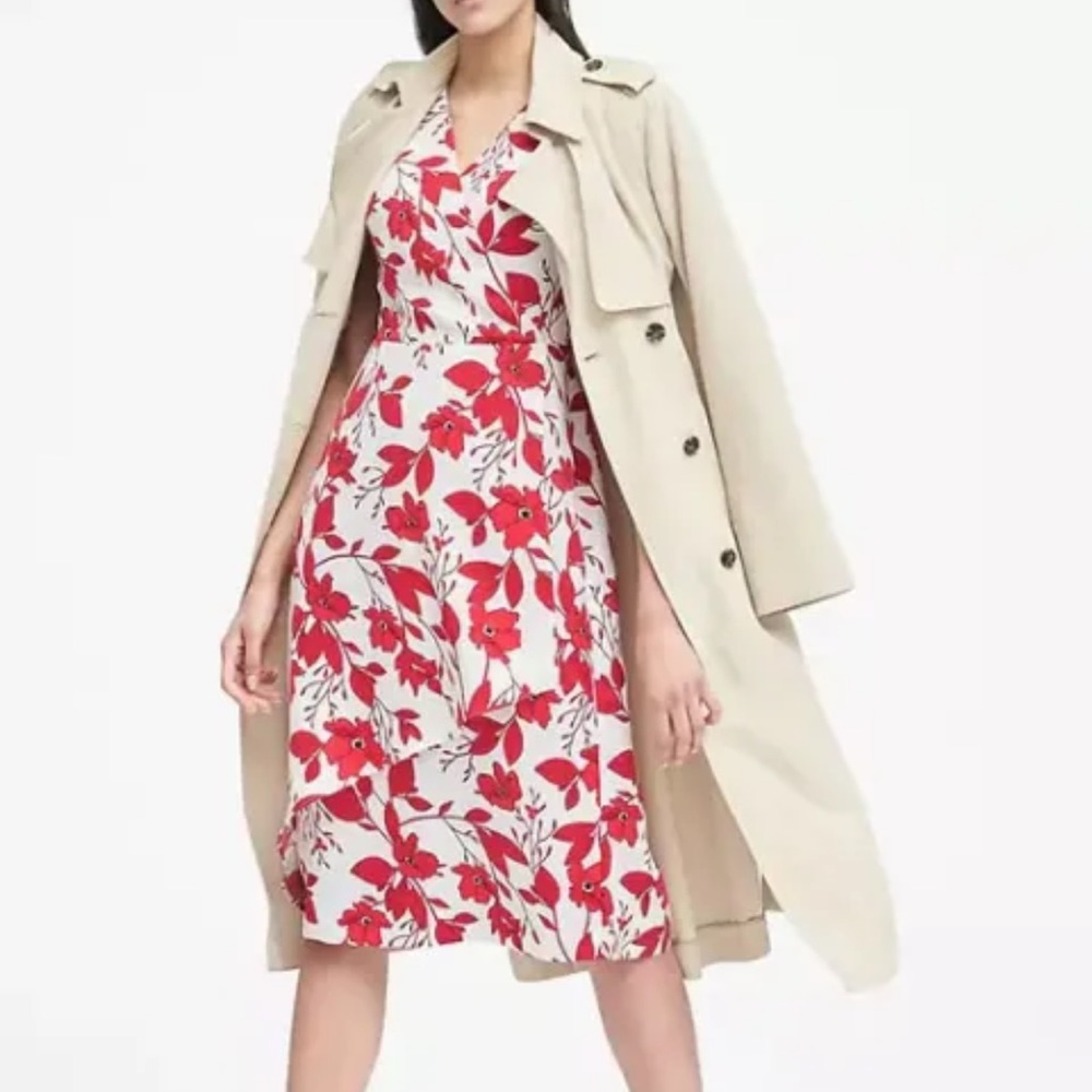 Banana Republic NWT, floral faux wrap, midi dress size 6